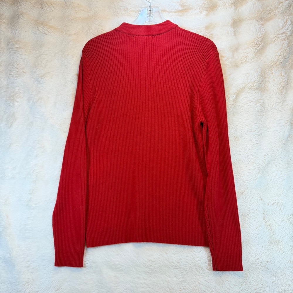Lauren Ralph Lauren Mens Red Ribbed‎ Mock Neck Button Shoulder Sweater Size M - Picture 3 of 8